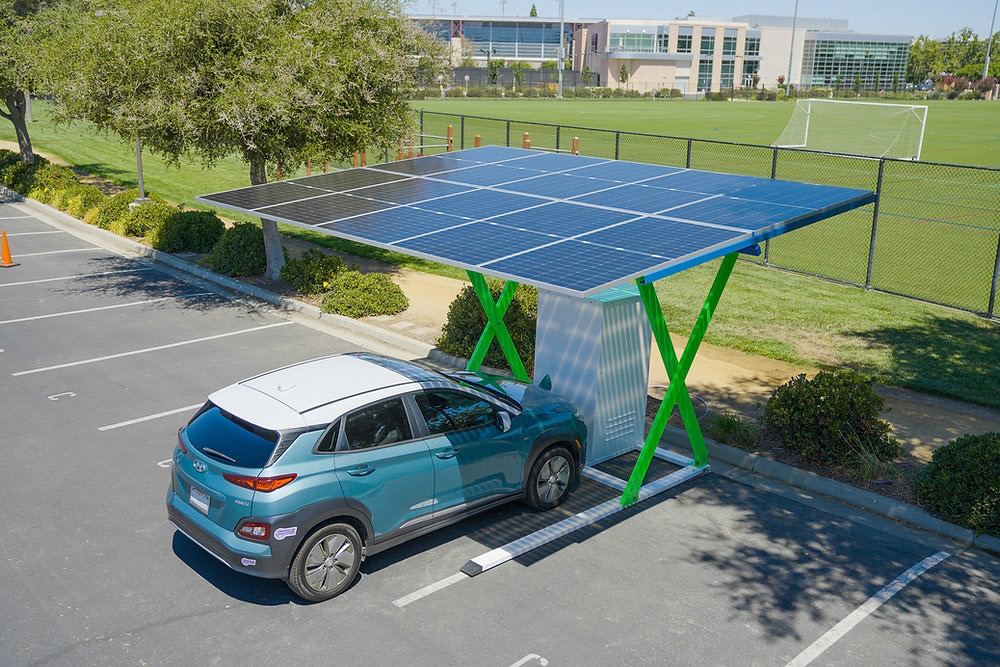 US. This modular ‘pop-up solar canopy’ charges EVs off-grid